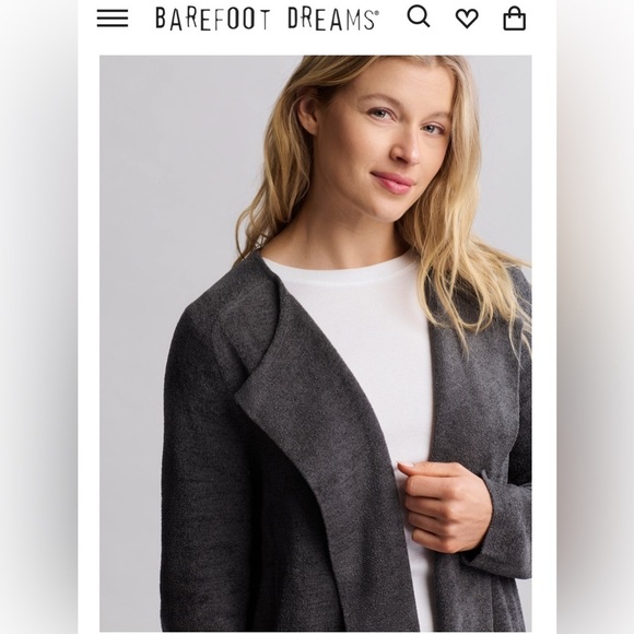 Barefoot Dreams Cozy Chic Ultra Lite  Charcoal Gray Wide Collar Coat - Picture 4 of 6